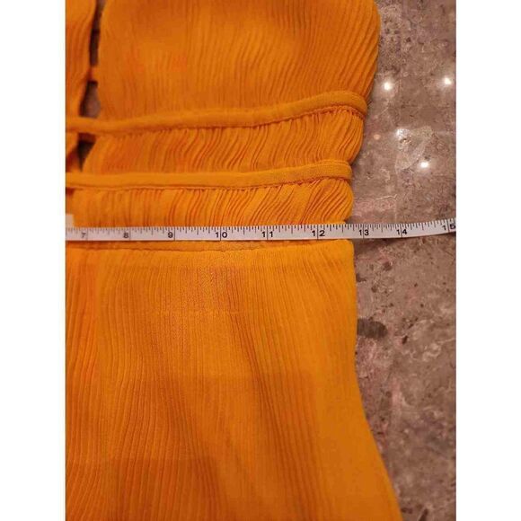 H&M pleated halter mini dress size 4 orangey yellow - Picture 7 of 9